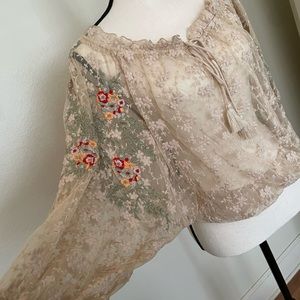 Free People lace embroidered top